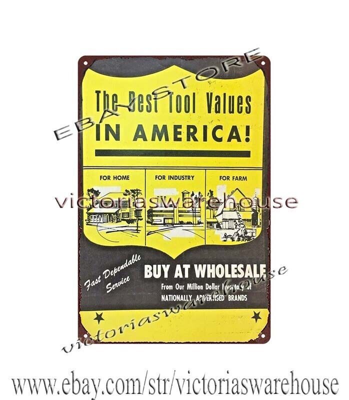 1968 US General Supply Power Tools Hand Tools Automotive Office metal tin sign - Image 2