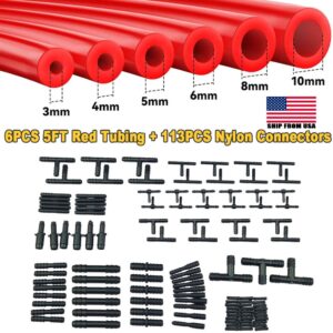 Vacuum Hose Automotive Kit 6PCS 5FT, 1/8" 5/32" 3/16" 1/4" 5/16" 3/8" Red Tubing