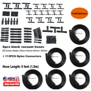 6PCS 5Ft Automotive Silicone Vacuum Hose Piping High Performance +Connectors