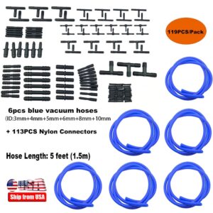 6X 5FT Multipurpose Universal Automotive Vacuum Hose Lines Tubing 3 4 5 6 8 10mm