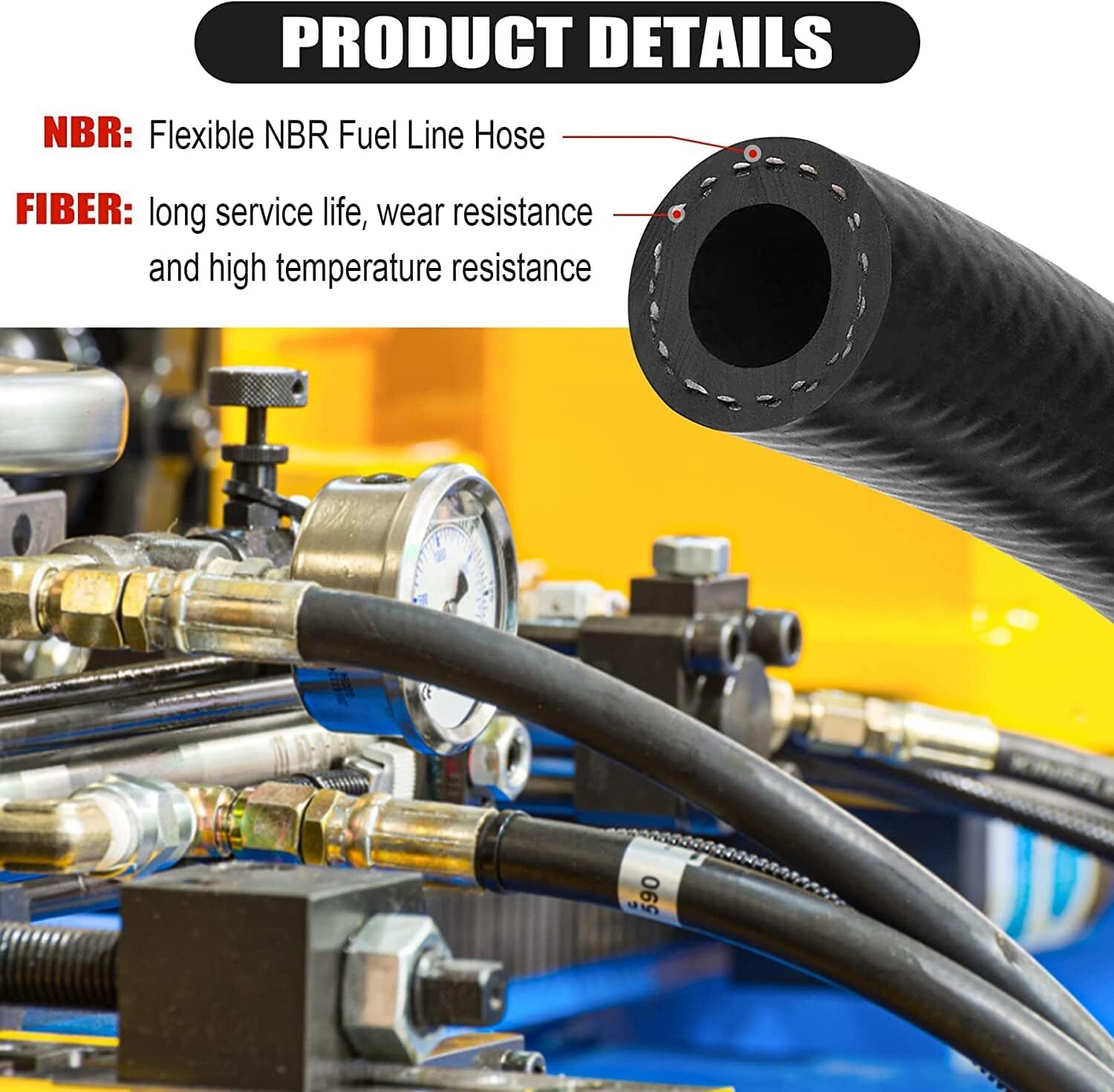 1/4 Inch ID Fuel Line Hose 25FT NBR Rubber for Automotive Fuel Systems - Image 3