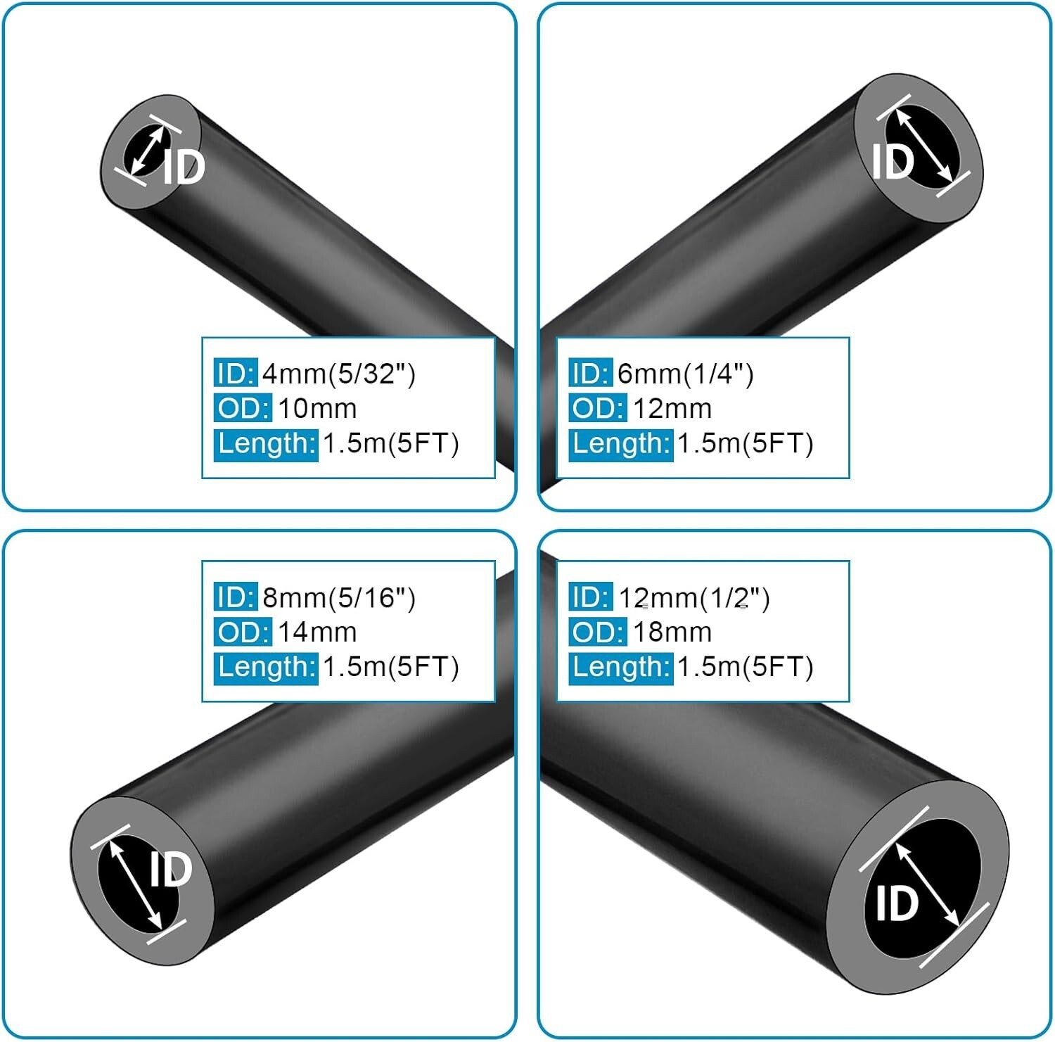 5/32 1/4 5/16 1/2 Automotive Silicone Vacuum Tubing Hose line Kit 5FT with 11... - Image 4
