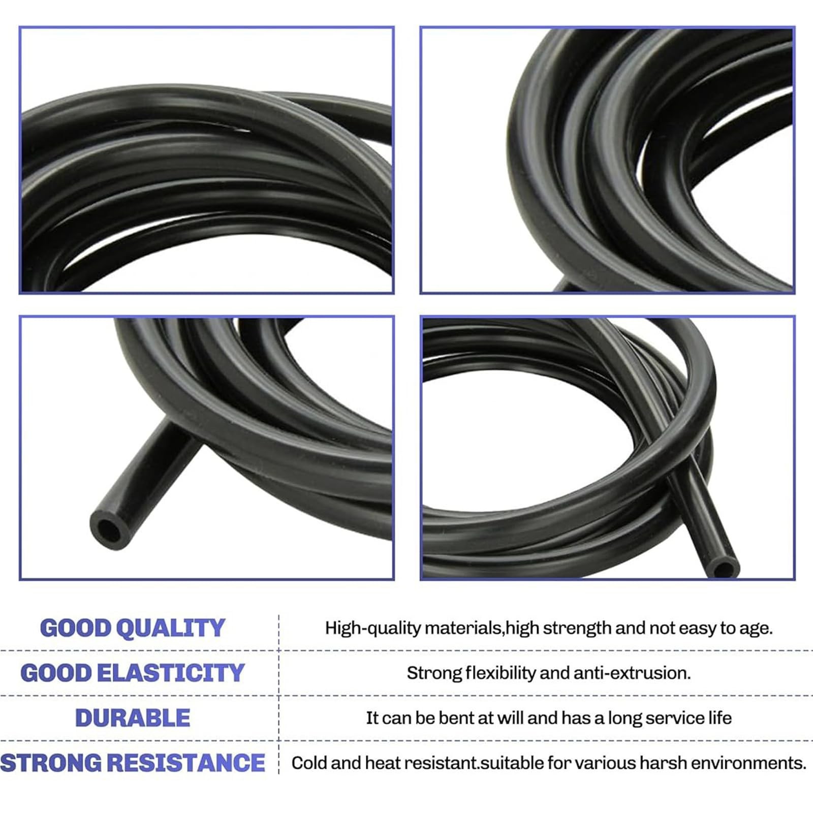 Vacuum Line Kit, 6PCS 5Ft Hose Automotive With 64PCS Black - Image 4