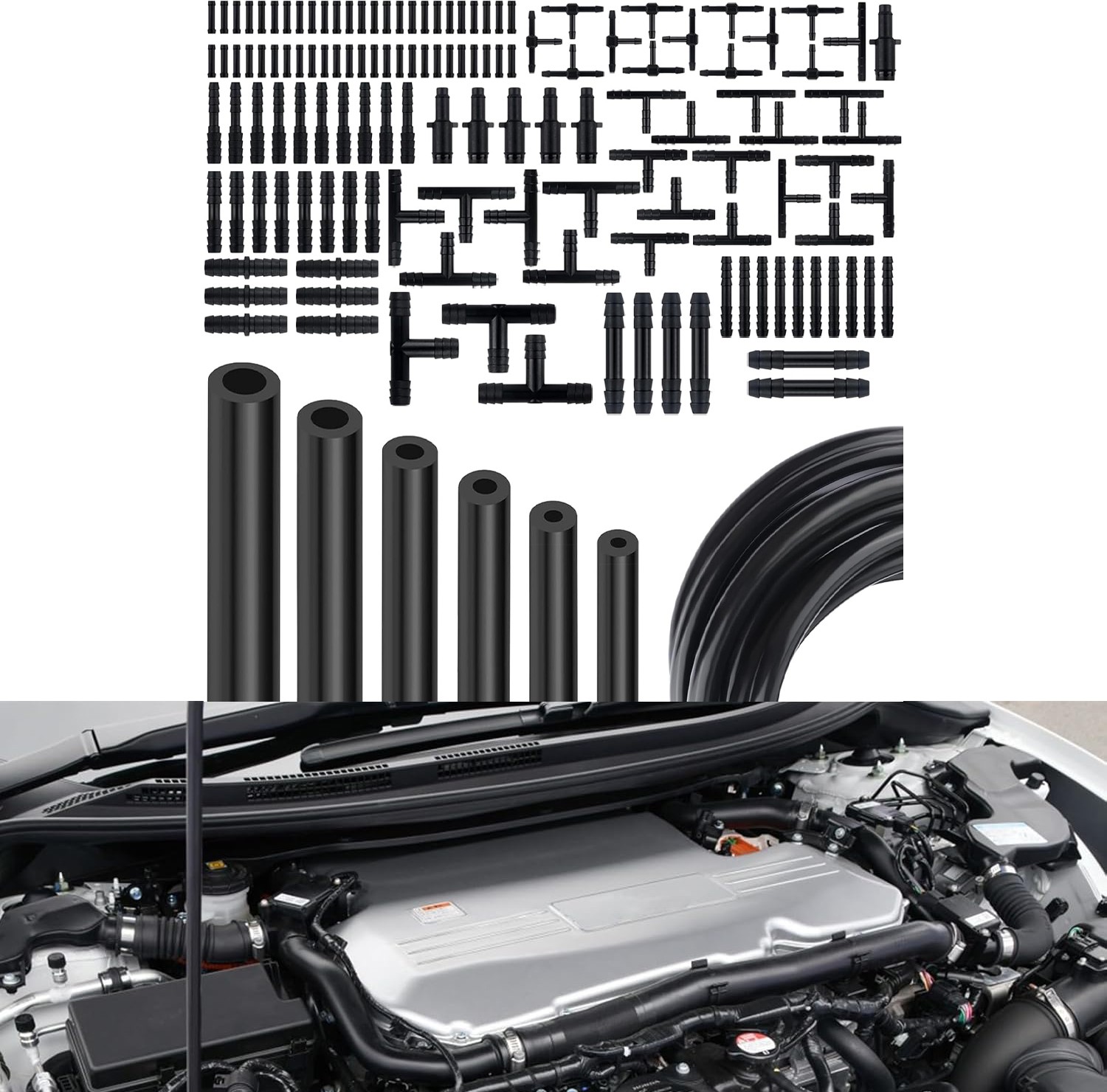 5FT For Honda 6Pcs Vacuum Hose Automotive Vacuum Lines Kit w/ 113pcs Connectors