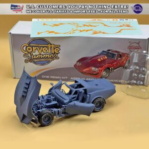 1:25 Corvette Summer Resin Model Kit With Decals, Rubber Tires and Clear Parts
