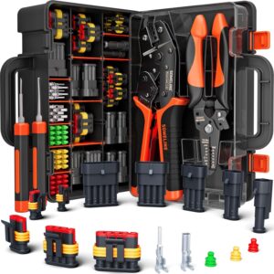 SOMELINE Kit de Herramientas de Prensado, Impermeable Automotriz Eléctrico Negro, Naranja -