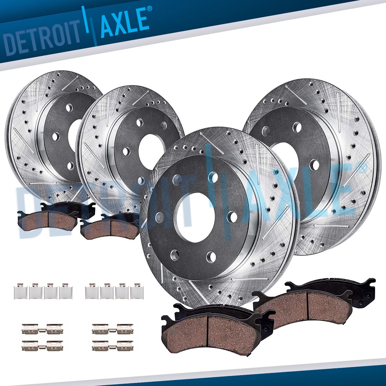 Front Rear Drilled Rotors Brake Pads for 2018 - 2020 F-150 Expedition Navigator