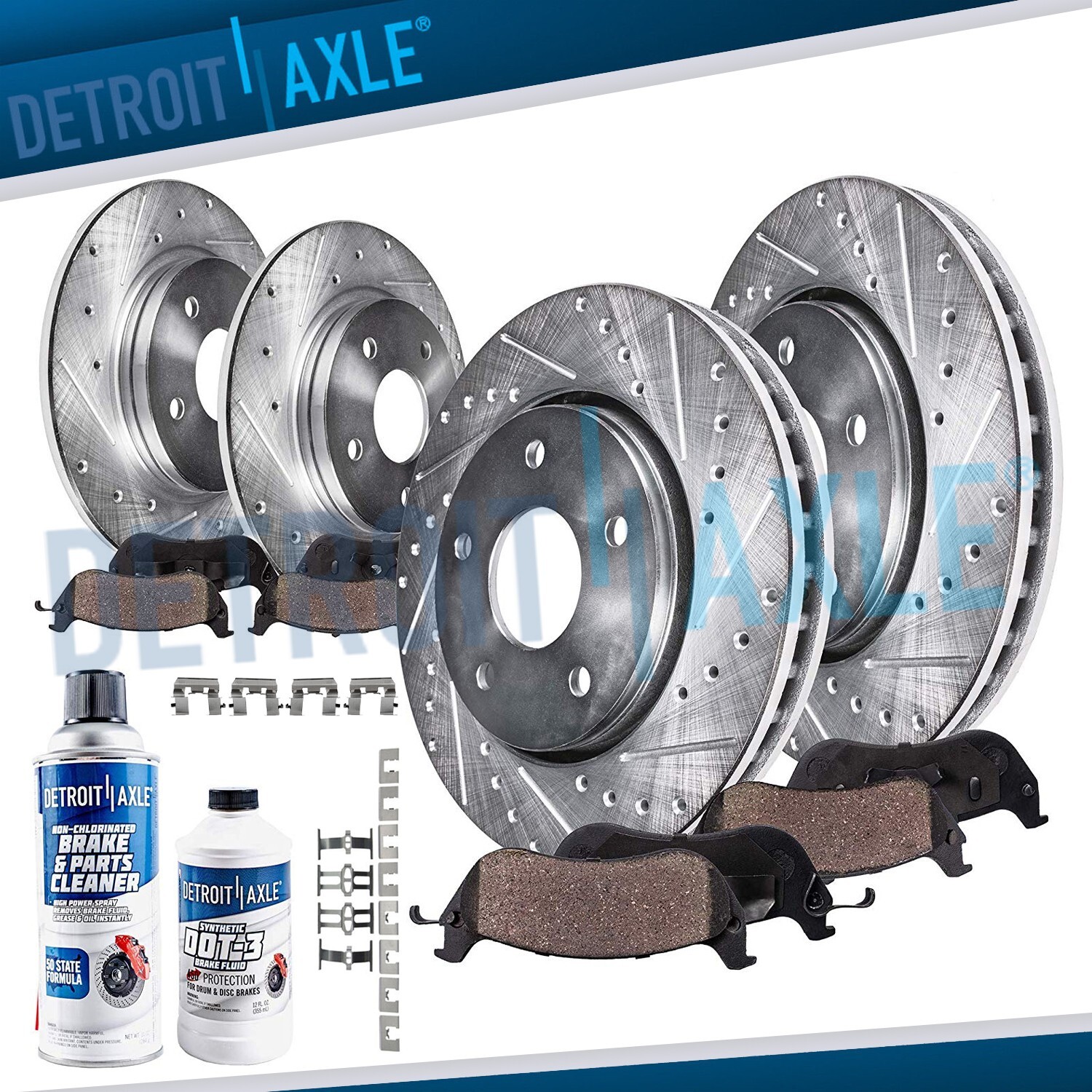 Front Rear Drilled Rotors Brake Pads for 2003 2004 2005 2006 2007 Honda Accord