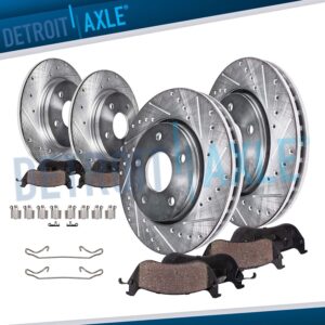 For 1999 - 2004 Jeep Grand Cherokee Front Rear Drilled Rotors Brakes Pads Kit