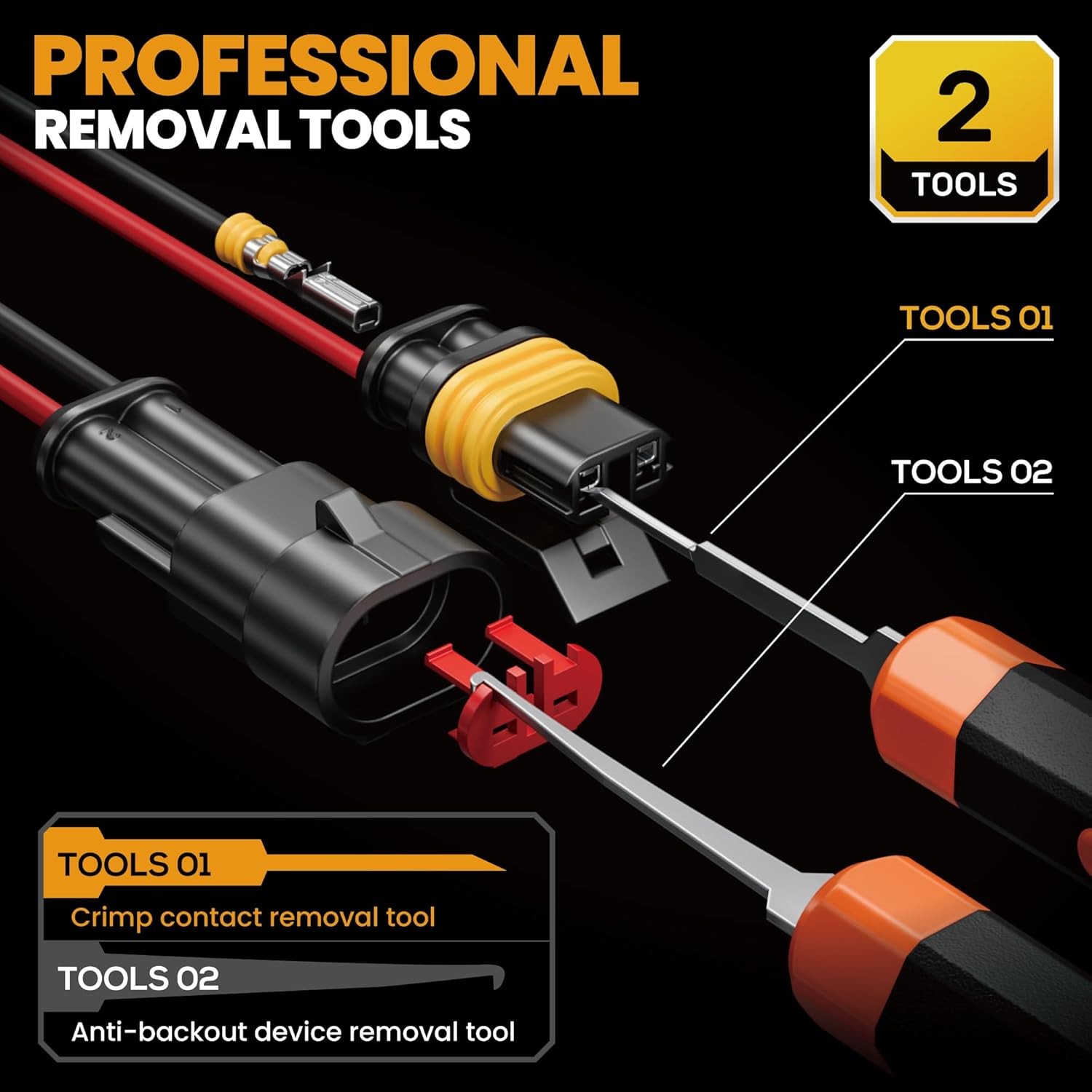 SOMELINE Kit de Herramientas de Prensado, Impermeable Automotriz Eléctrico Negro, Naranja - - Image 5
