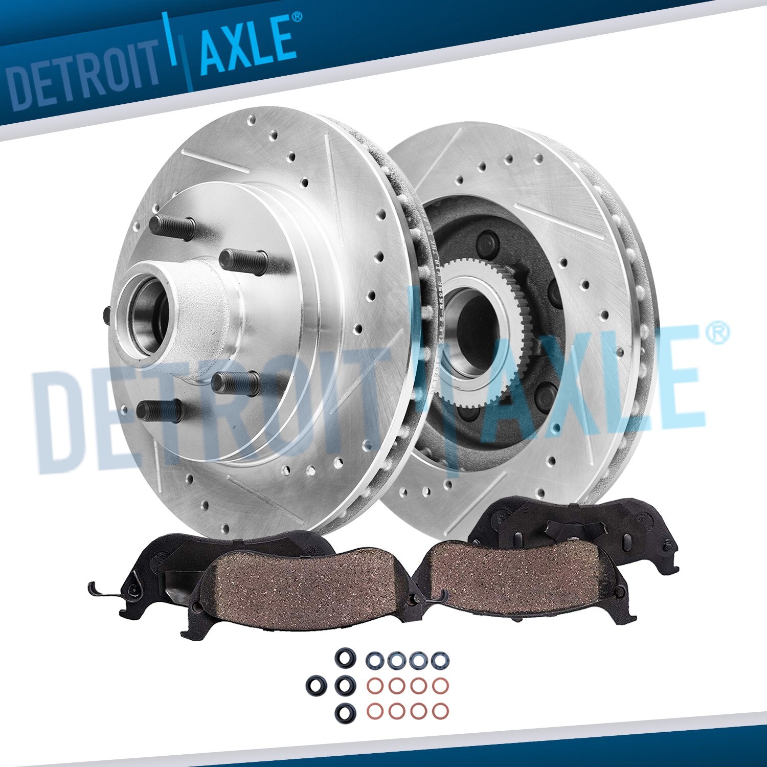 Front Drilled Rotors + Brake Pads for Chevy GMC Yukon Tahoe Savana Express1500