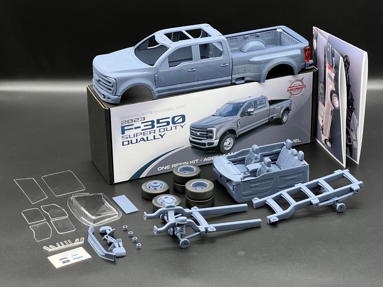 1/25 2023 Ford F-350 SD Dually Truck Resin Model Kit with, Clear Parts & Tires - Image 2
