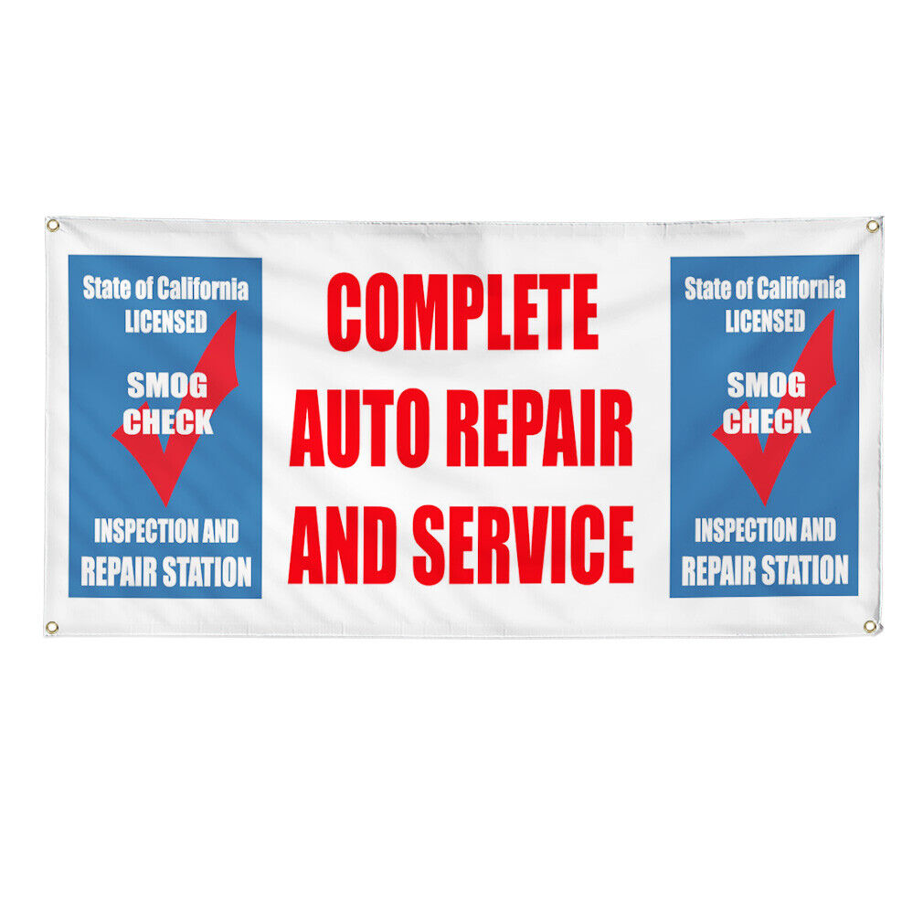 Vinyl Banner Multiple Sizes Auto Repair Service Smog Check Inspection Automotive