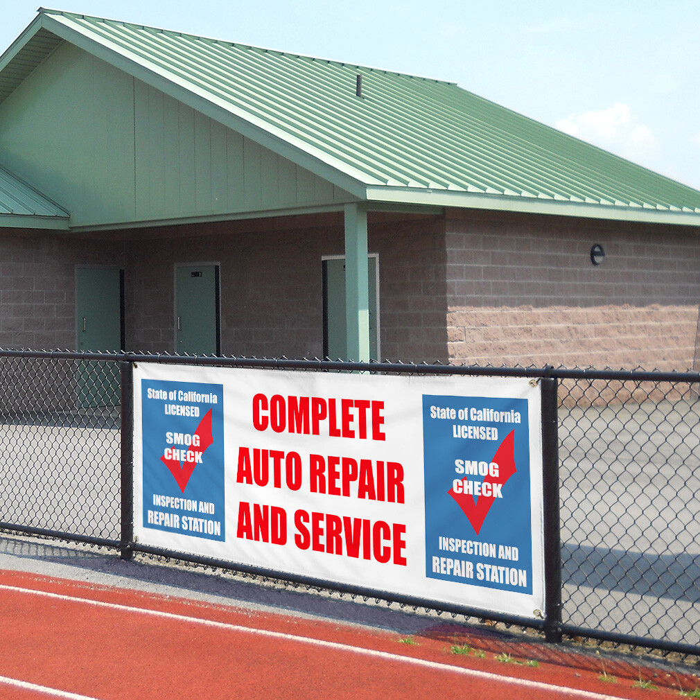 Vinyl Banner Multiple Sizes Auto Repair Service Smog Check Inspection Automotive - Image 3