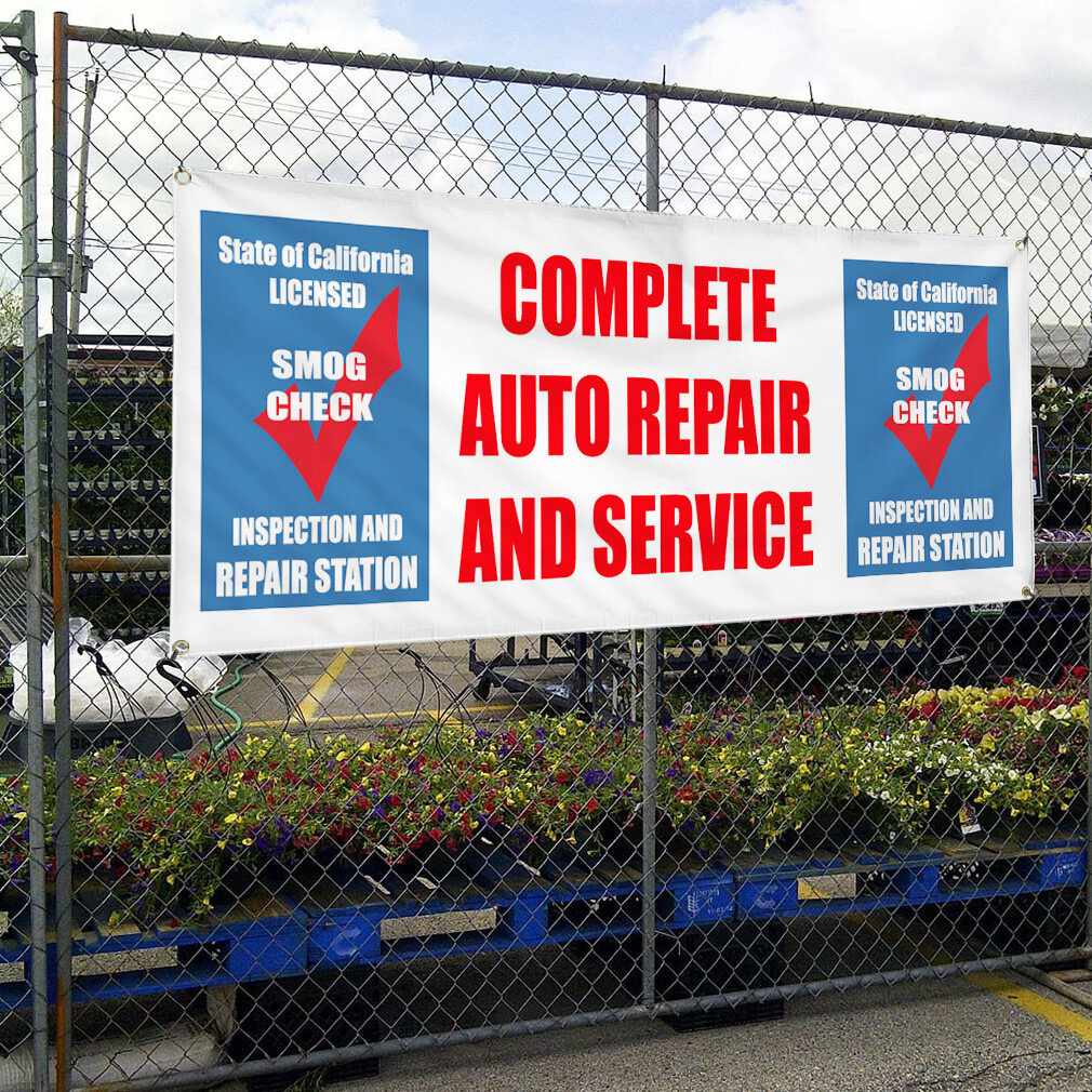 Vinyl Banner Multiple Sizes Auto Repair Service Smog Check Inspection Automotive - Image 4