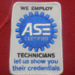 Automotive Service Excellence ASE we employ ASE technicians uniform patch