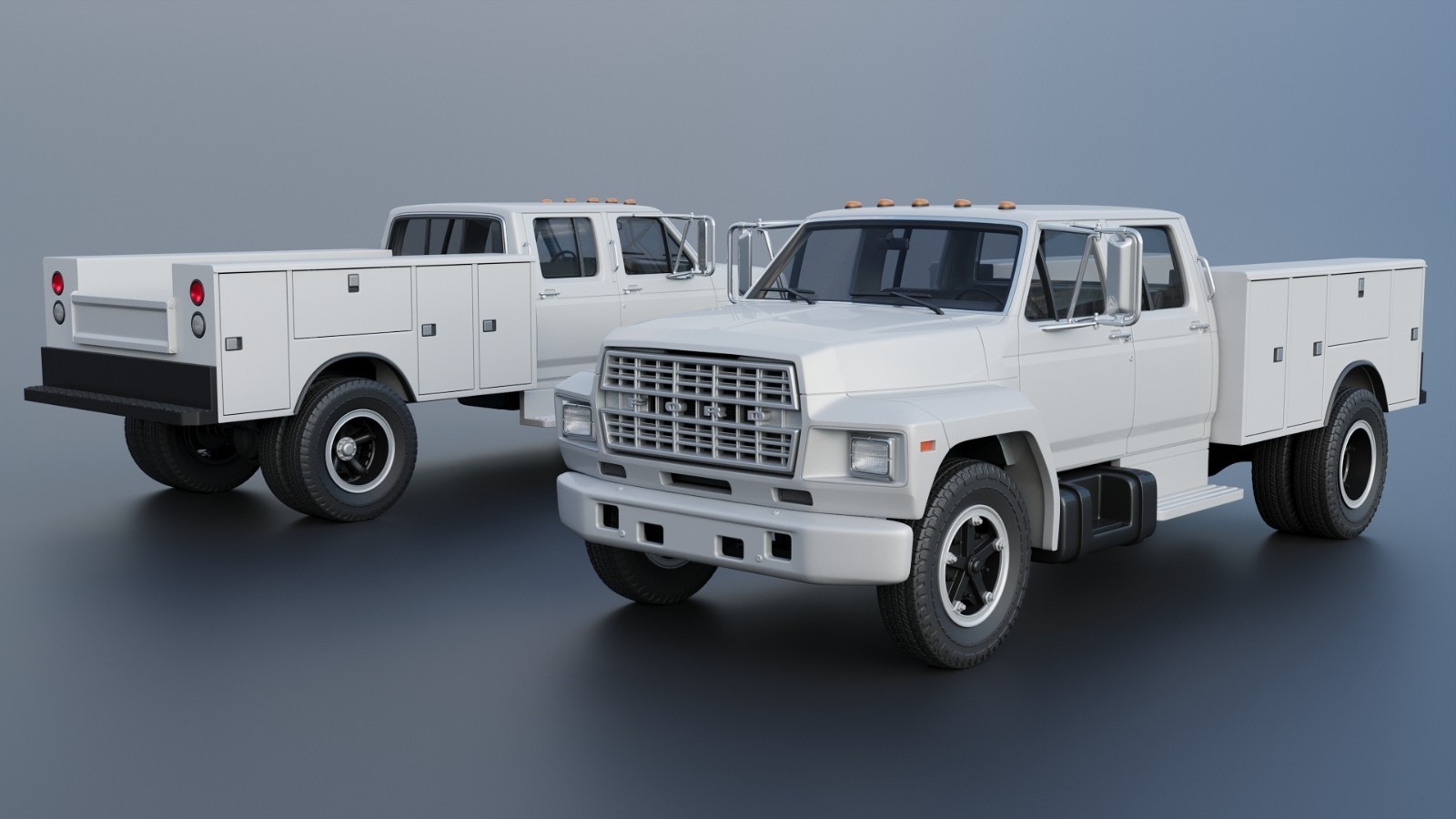 ABS-LIKE RESIN 3D PRINTED 1/16 1982 FORD F-700 SERVICE TRUCK FULL KIT