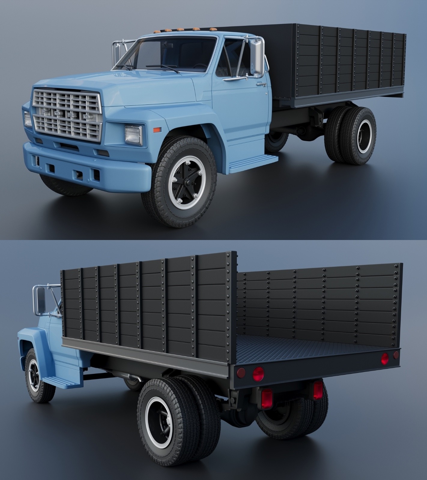2-Kit Combo – 1/25 Ford F-600 Stake Bed & F-700 Service Truck Resin Model Kits - Image 3