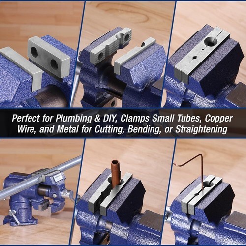 WORKPRO Portable Dual Jaws Table Vises 2.5"&1.5" 360° Swivel Clamp-On Bench Vise - Image 4