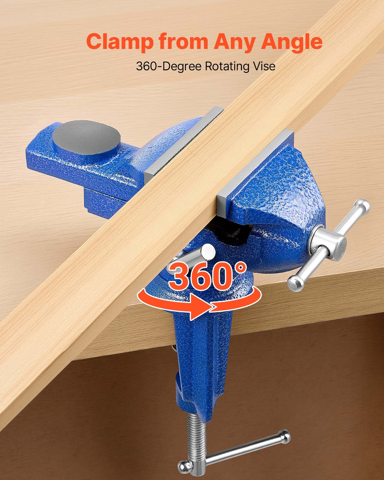 VEVOR Bench Vise 3 Inch Portable Workbench Vice Clamp 360° Swivel Base Cast Iron - Image 3