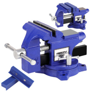 4.5" Bench Vise w/ Anvil Swivel Locking Base + Vise Jaw Pad Heavy Duty Iron Vice