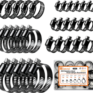 32 PCS Black Hose Clamps Assortment Kit 1/4"–2" (6-51Mm) Hose Clamps Stainless