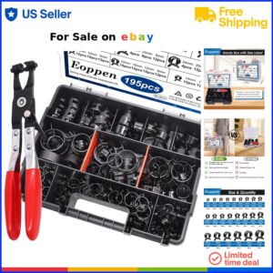 195pcs Spring Hose Clamps Assortment Kit with Pliers for Automotive Repair
