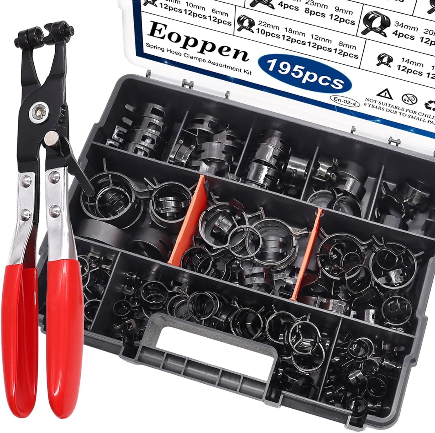 195pcs Spring Hose Clamps Assortment Kit with Pliers for Automotive Repair - Image 3