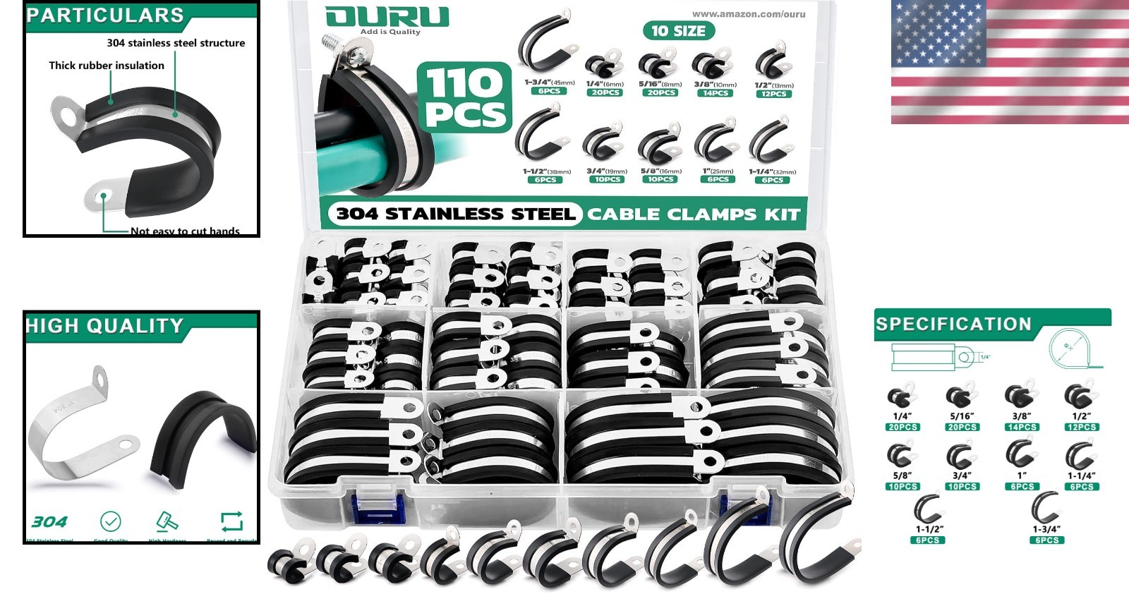 Effortless Installation 110PCS Cable Clamps Kit - Ideal for Outdoor & Automotive - Image 2