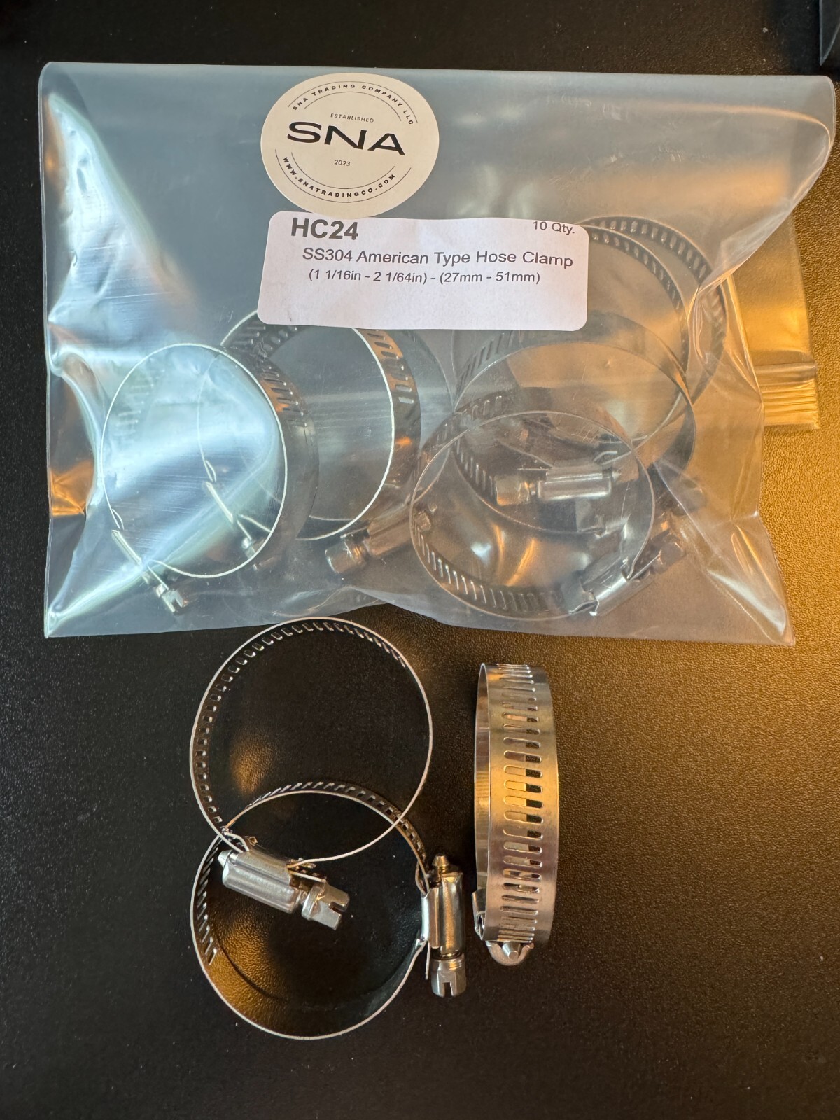 SS304 Automotive Coolant Hose Clamps American Type Stainless Steel #24 Size - Image 2