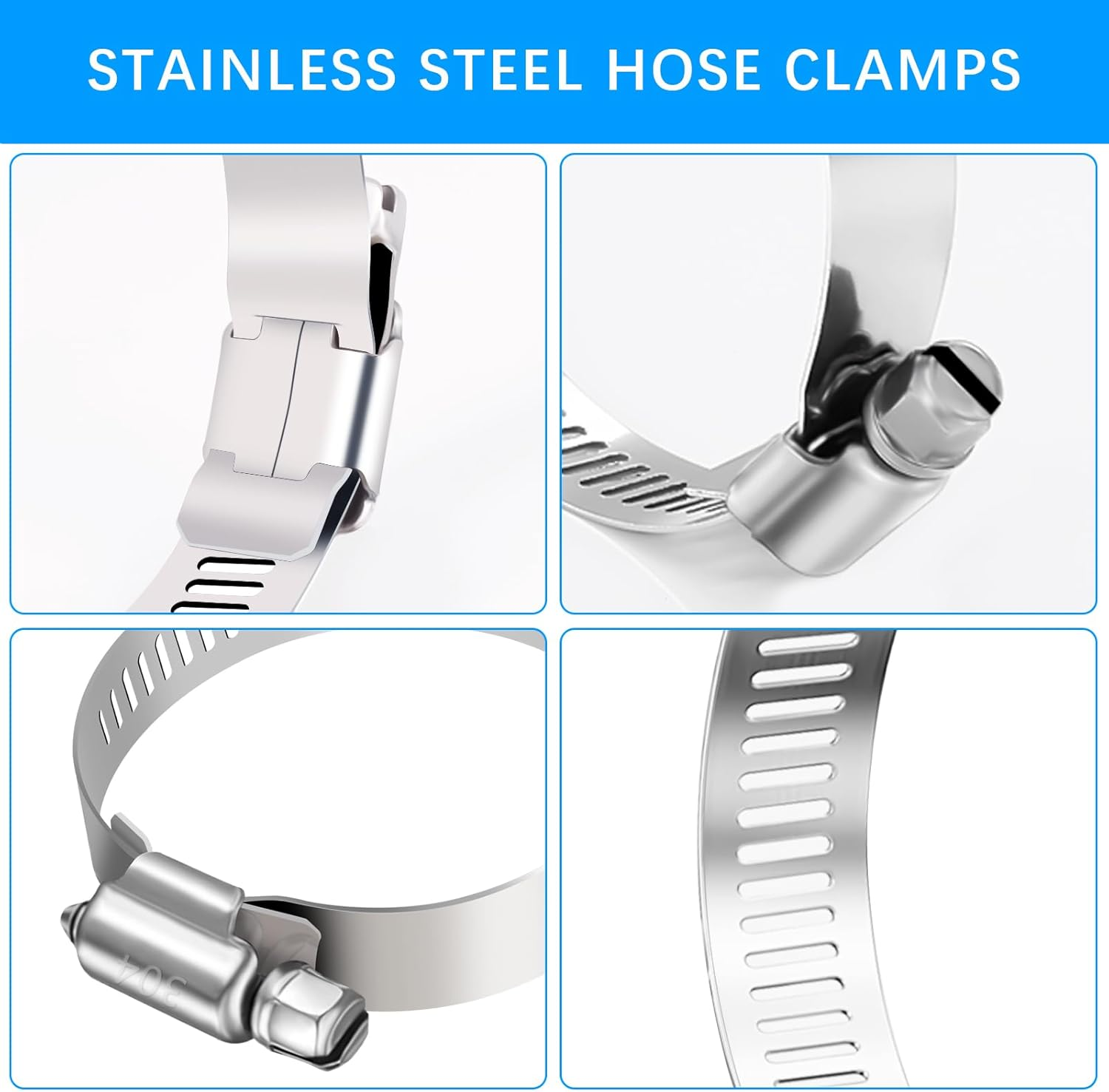 24Pcs Stainless Steel Hose Clamps Assortment Kit 1/4-2 Adjustable Set - Image 3