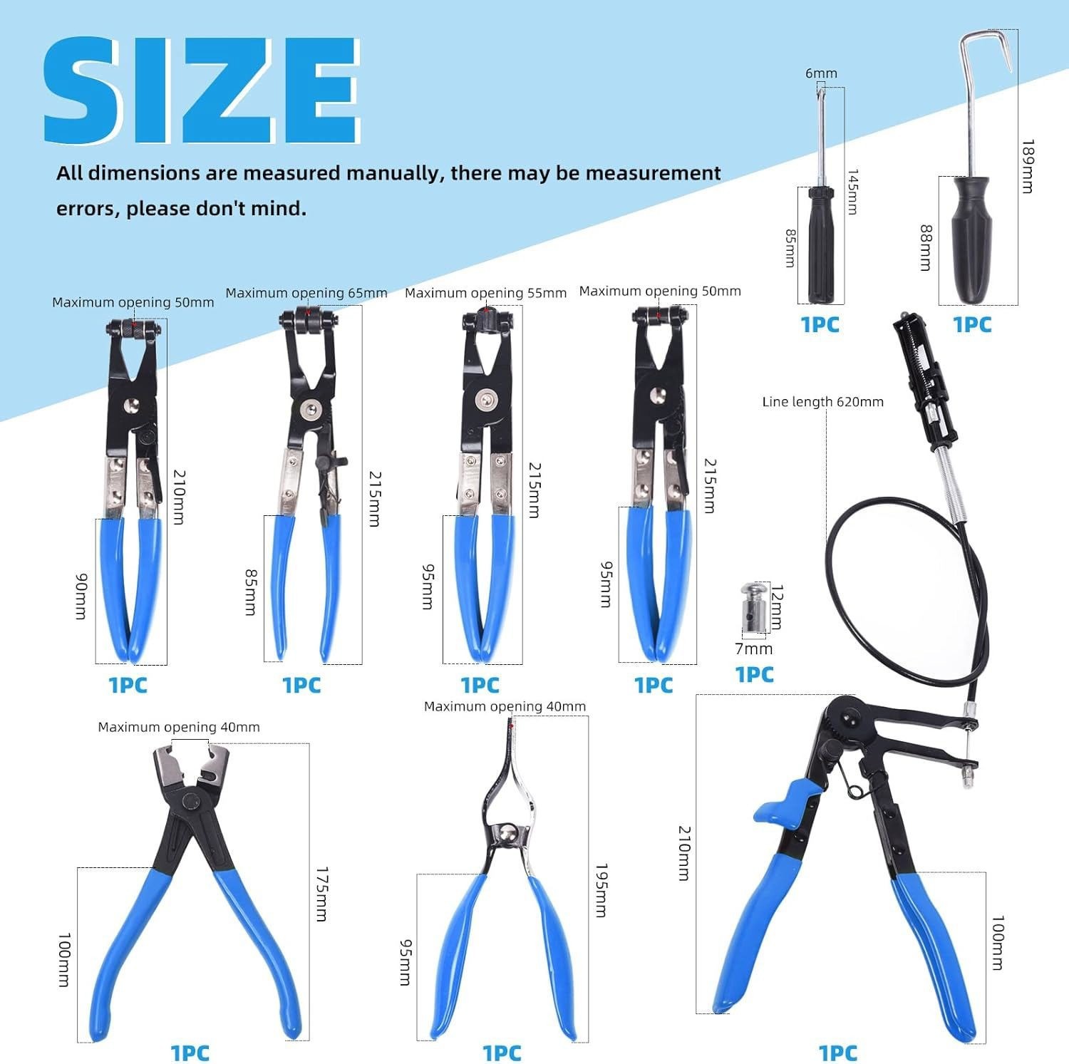 Automotive Flexible Hose Clamp Clip Pliers Kit Swivel Jaw Flat Angled Band Tool - Image 2