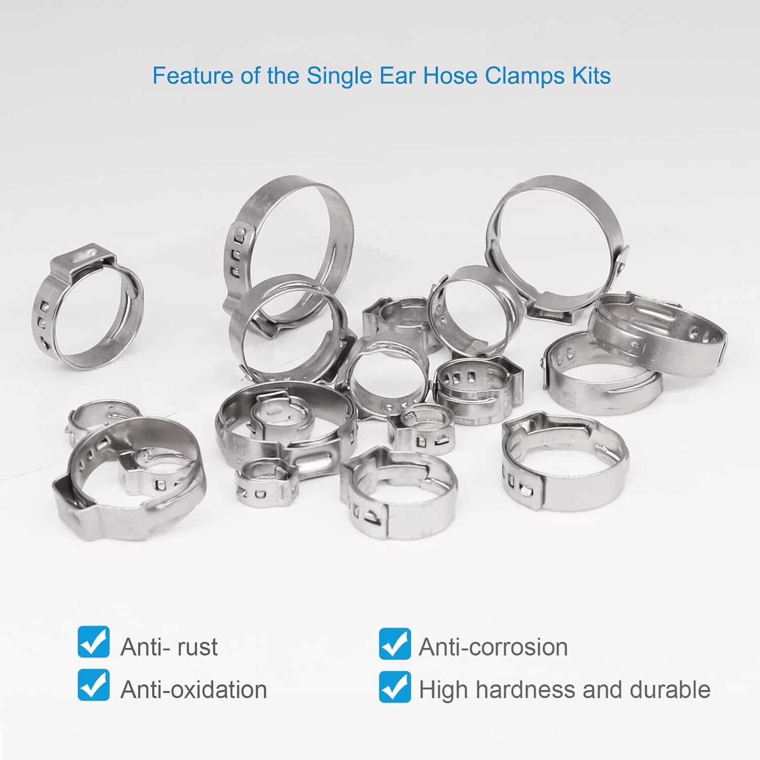 170-Piece Single Ear Hose Clamp Kit: 11 Sizes for Water Pipe and Automotive Use - Image 3