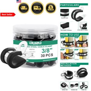 Cable Clamps Kit 30pcs Stainless Steel Insulated Wire Pipe Hoses for Automotive