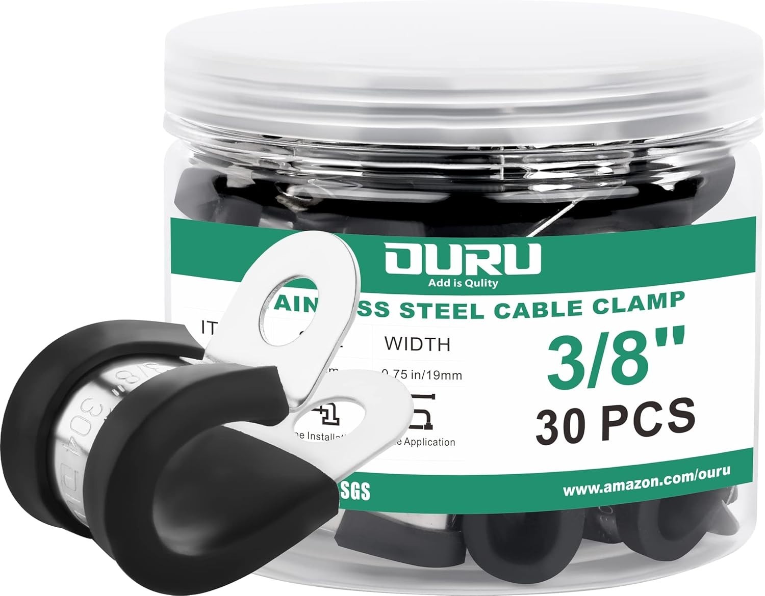Cable Clamps Kit 30pcs Stainless Steel Insulated Wire Pipe Hoses for Automotive - Image 3