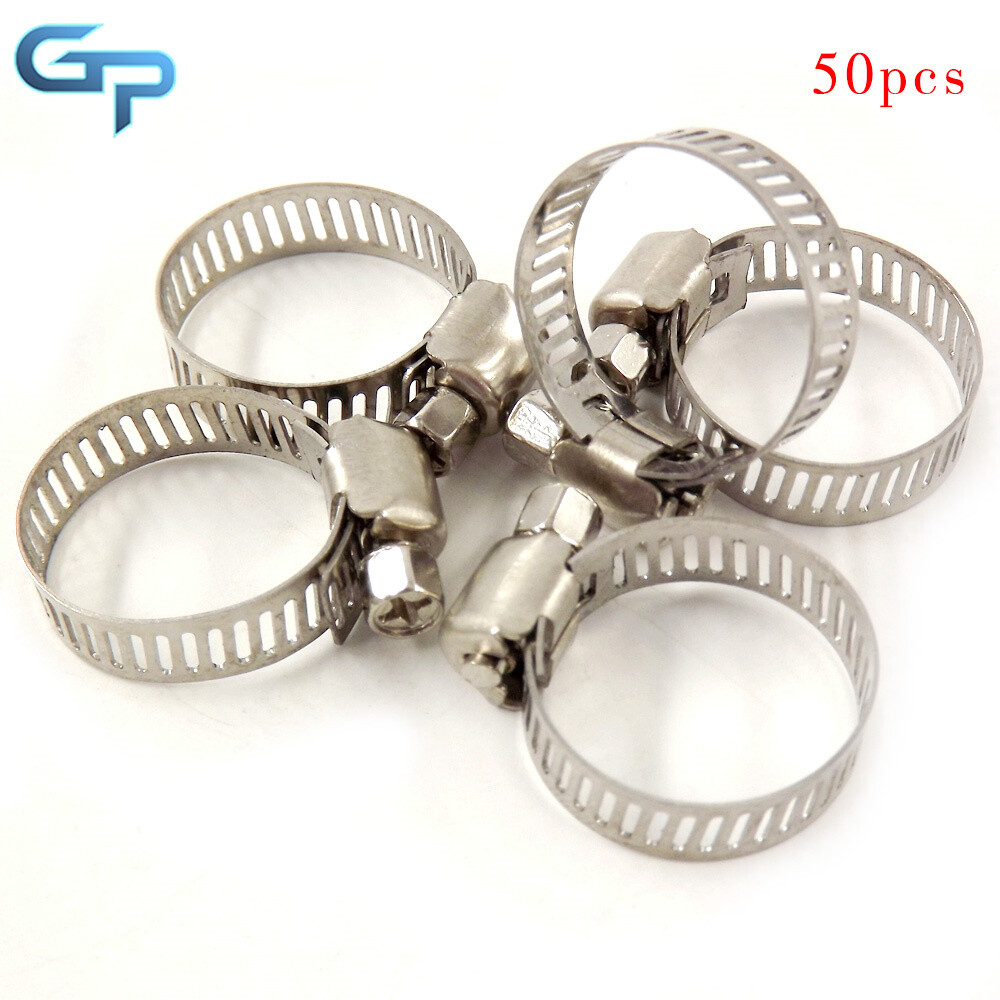 3/4"-1" Adjustable 50Pcs Stainless Steel Drive Hose Clamps Fuel Line Worm Clips - Image 2