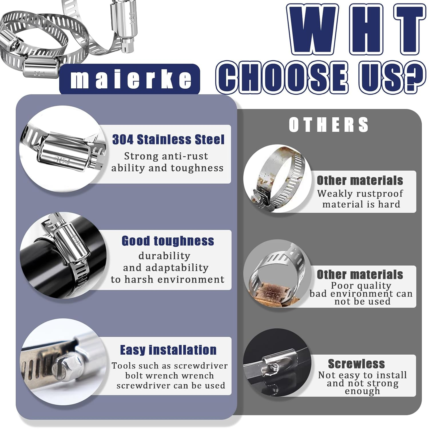 200PCS Steel Hose Clamps Assortment Kit Metal Adjustable for Automotive,Radiato - Image 4