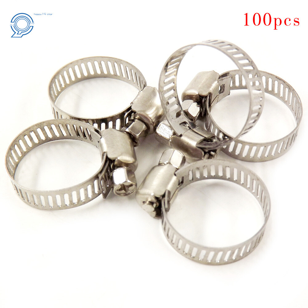 3/4Inch - 1Inch Stainless Steel Adjustable Drive Hose Clamps Worm Clips 100 Pack - Image 2