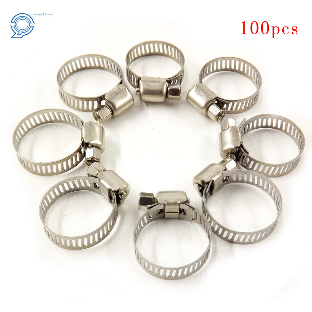 3/4Inch - 1Inch Stainless Steel Adjustable Drive Hose Clamps Worm Clips 100 Pack - Image 4