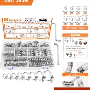 Stainless Steel 175-Piece Hose Clamp Kit 1/4"-2" - Ideal for Automotive & Marine