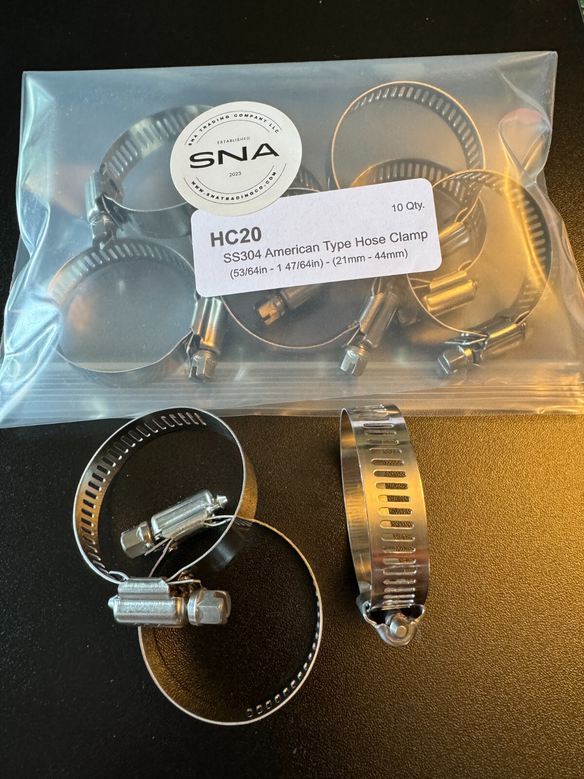 SS304 Automotive Coolant Hose Clamps American Type Stainless Steel #20 Size - Image 2