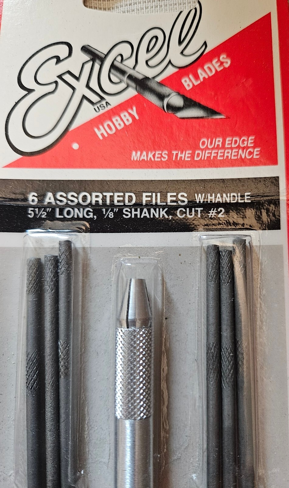 Excel Assorted 6 Piece File Set w/ Handle Hobby Plastic Model Car Wood Sculpture - Image 2