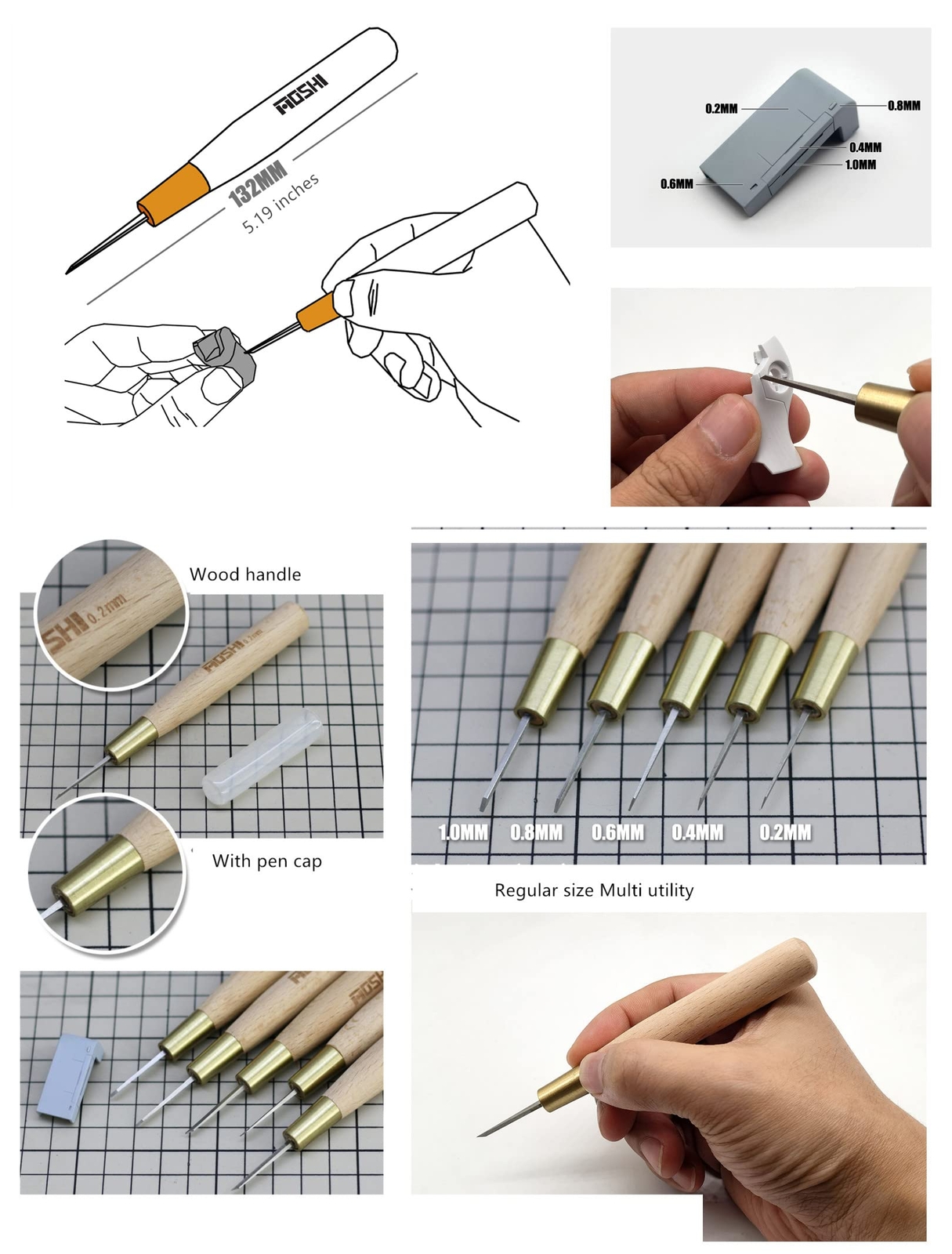 Chisel 0.2/0.4/0.6/0.8/1.0mm Carved Scribe Line Hobby Plastic Resin Model Tool - Image 2