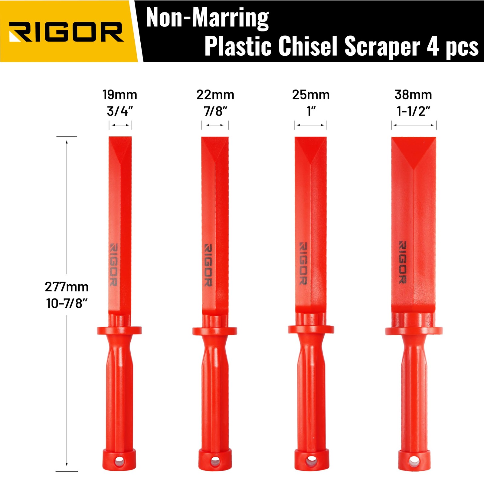 56006 Non-Marring Plastic Scraper Chisel Set, 4-Piece | Four Blade Widths for... - Image 2