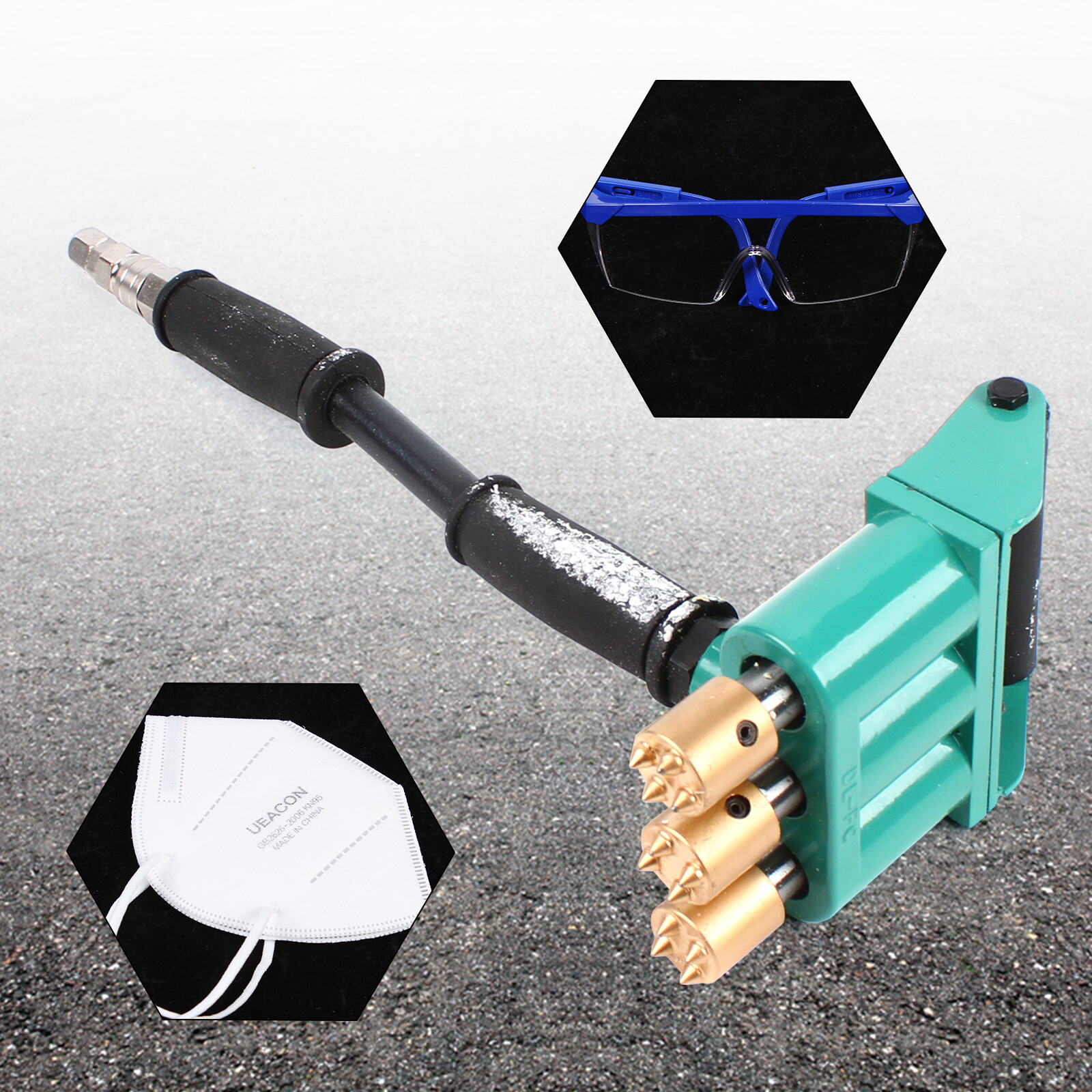 Air Scabbler 3-heads for Concrete Pneumatic Pavement Bridge Chisel Handheld - Image 3