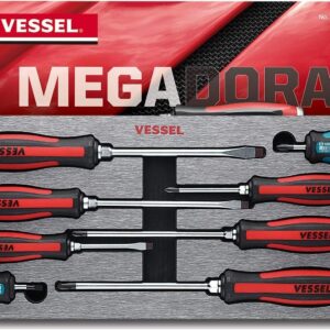 VESSEL MEGADORA Tang-Thru Screwdriver Set 8pcs. 9308EVA (EVA Foam set/Tang Thru)