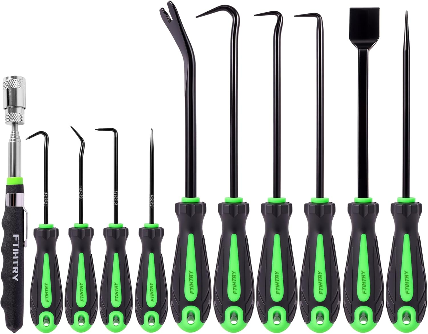 11-Piece Pick Set and Hook Set with Scraper and Magnetic Telescoping Tool, Pick