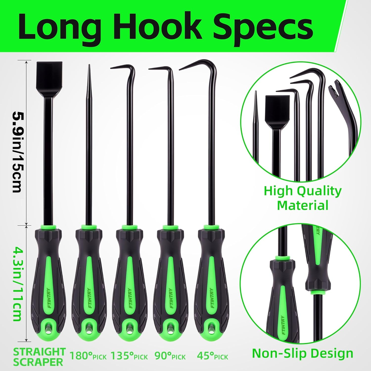 11-Piece Pick Set and Hook Set with Scraper and Magnetic Telescoping Tool, Pick - Image 2