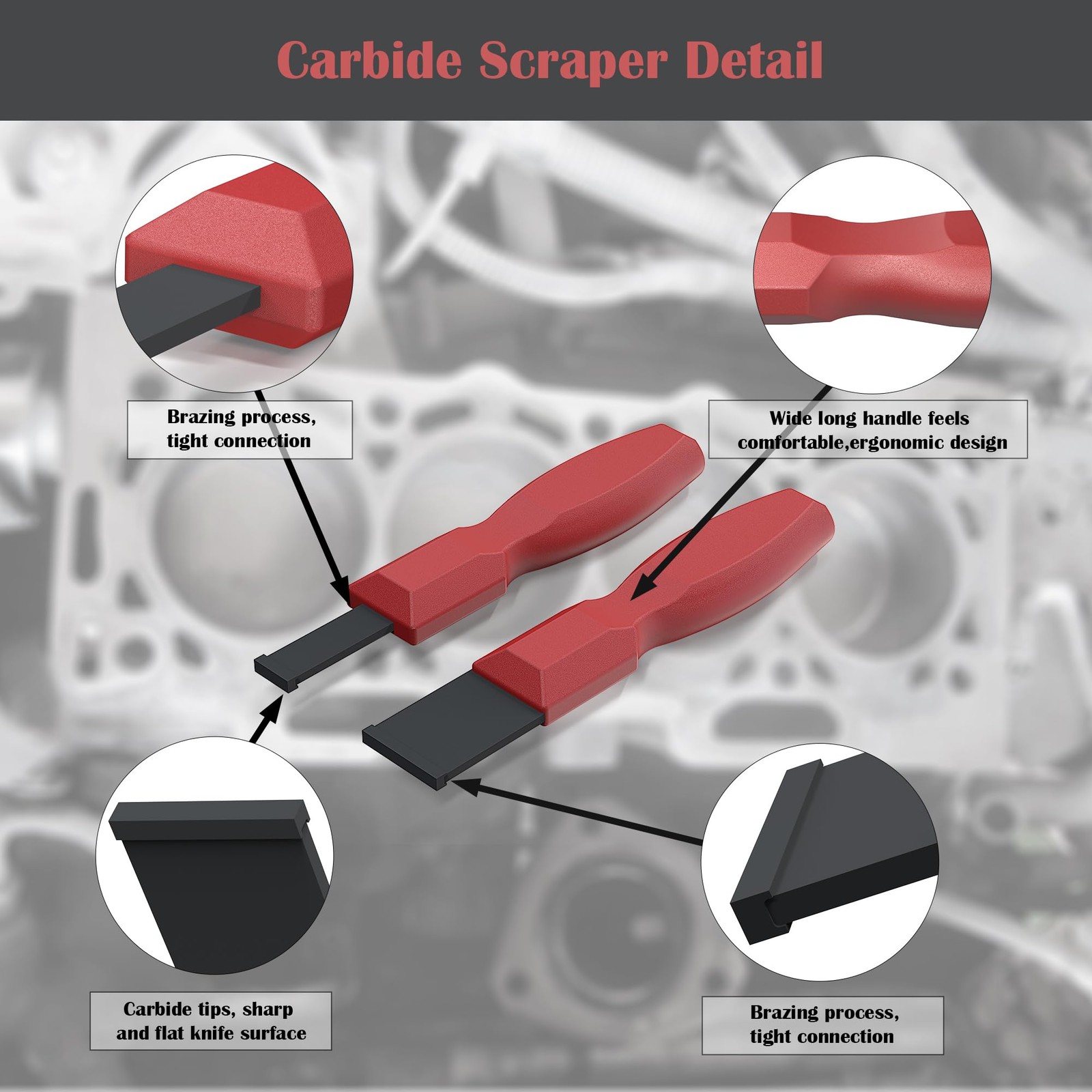 Carbide Scraper, Super Carbide Gasket Scraper for Metal and Automotive, 1-1/4 - Image 5