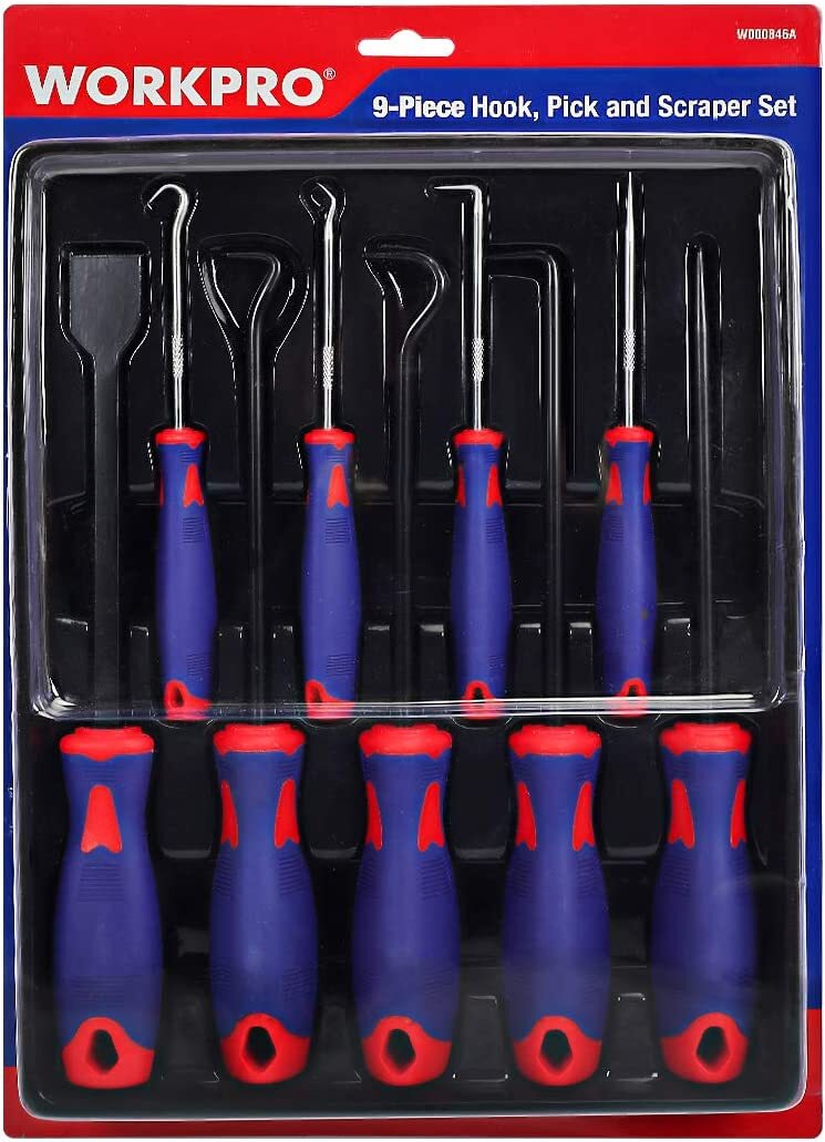 WORKPRO Precision Pick Hook Set 9Piece w/Scraper Automotive Electronic Hand Tool